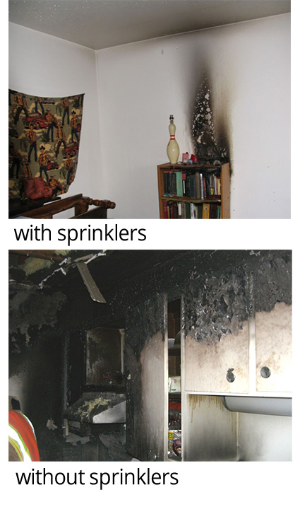 Without Sprinklers, With Sprinklers